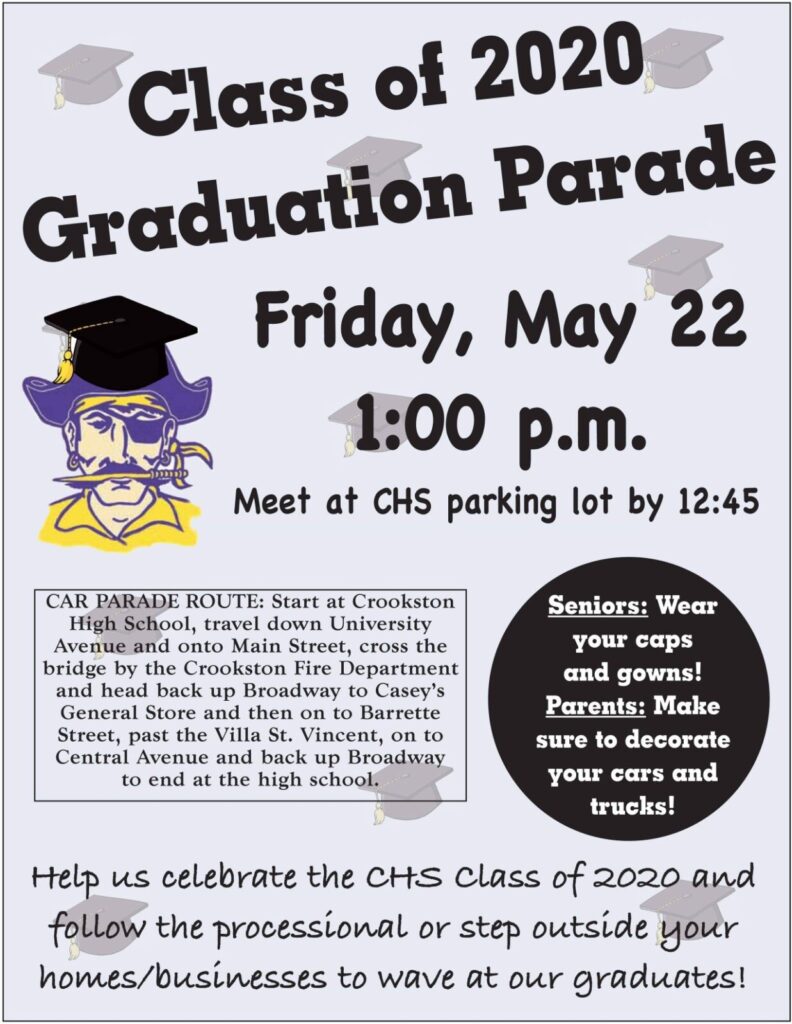 CROOKSTON CLASS OF 2020 PARADE HAPPENING FRIDAY