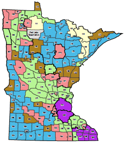 Map showing boundaries of Minnesota's deer permit areas and the zones in which they are contained.