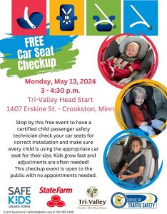 SAFE KIDS IN GRAND FORKS WILL VISIT CROOKSTON FOR THE ANNUAL CAR SEAT CHECK-UP