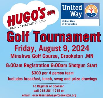 UNITED WAY OF CROOKSTON GOLF TOURNAMENT TO BE HELD AUGUST 9