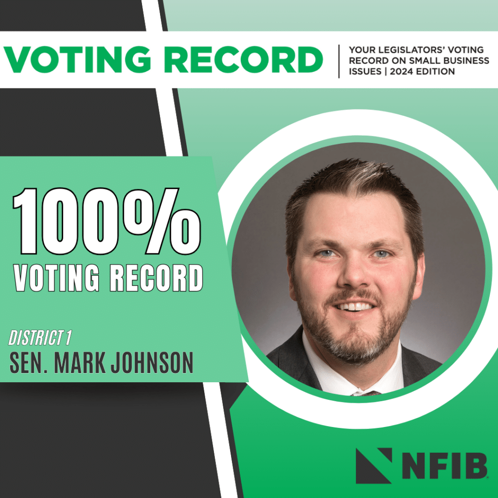 SENATOR MARK JOHNSON RECEIVES 100% RATING FROM NFIB