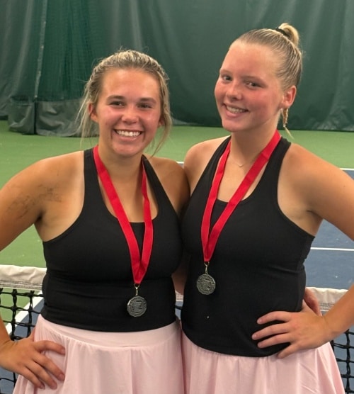 Addie Fee and Kaylie Clauson compete in State Doubles Tourney