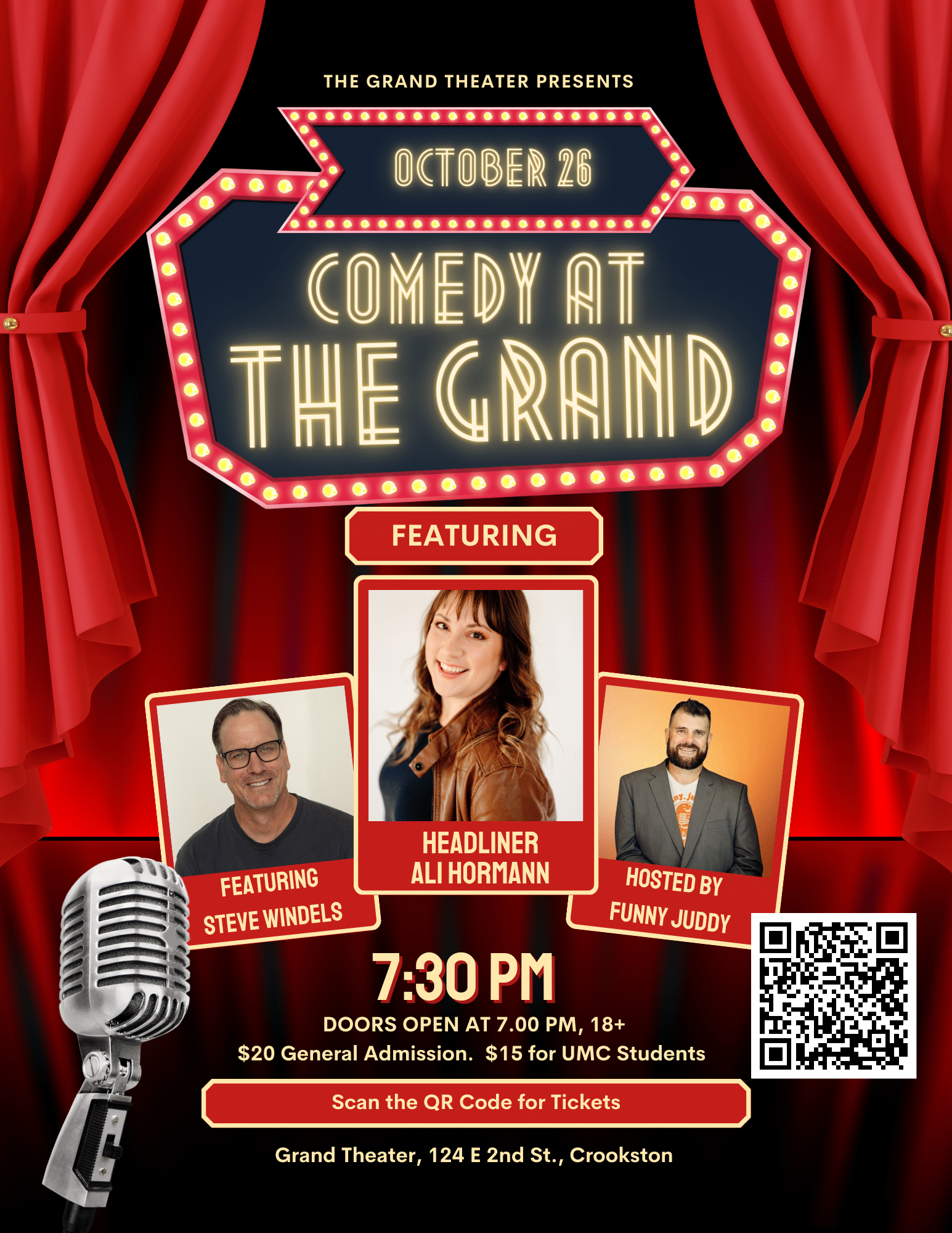 Comedy at The Grand Theatre with 2 Crookston natives will be held on October 26