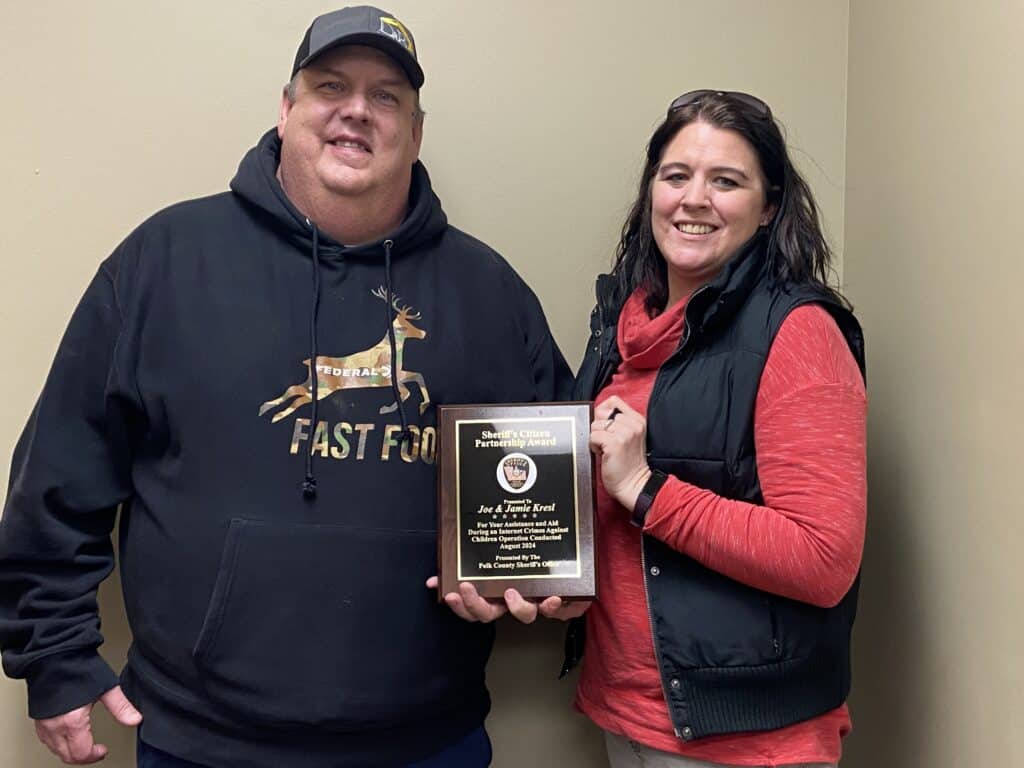 Joe and Jamie Kresl of Mentor receive Citizen Partnership Award from Polk County Sheriff’s Office