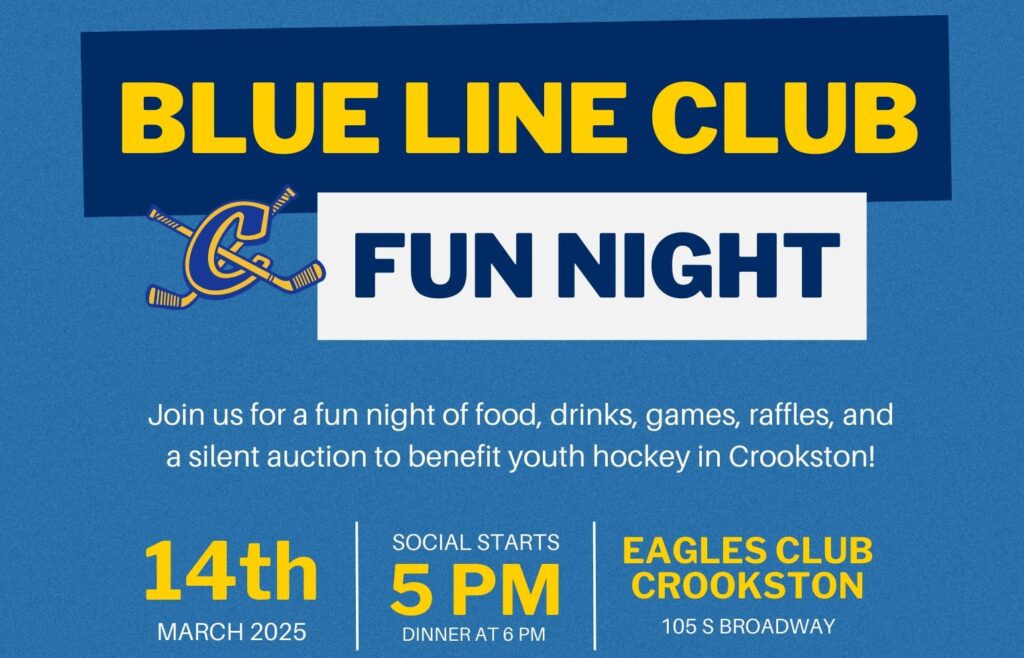 Blue Line Club Annual Fun Night at the Crookston Eagles Club is March 14