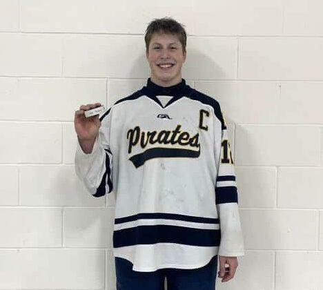 Crookston Pirate Boys Hockey routs Princeton, Garrett Fischer records his 100th career point