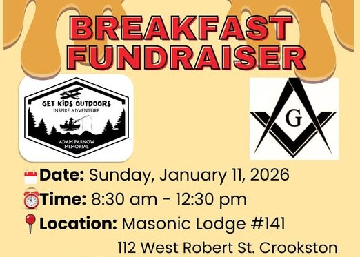 Get Kids Outdoors to hold a breakfast fundraiser at the Crookston Mason Lodge on Sunday
