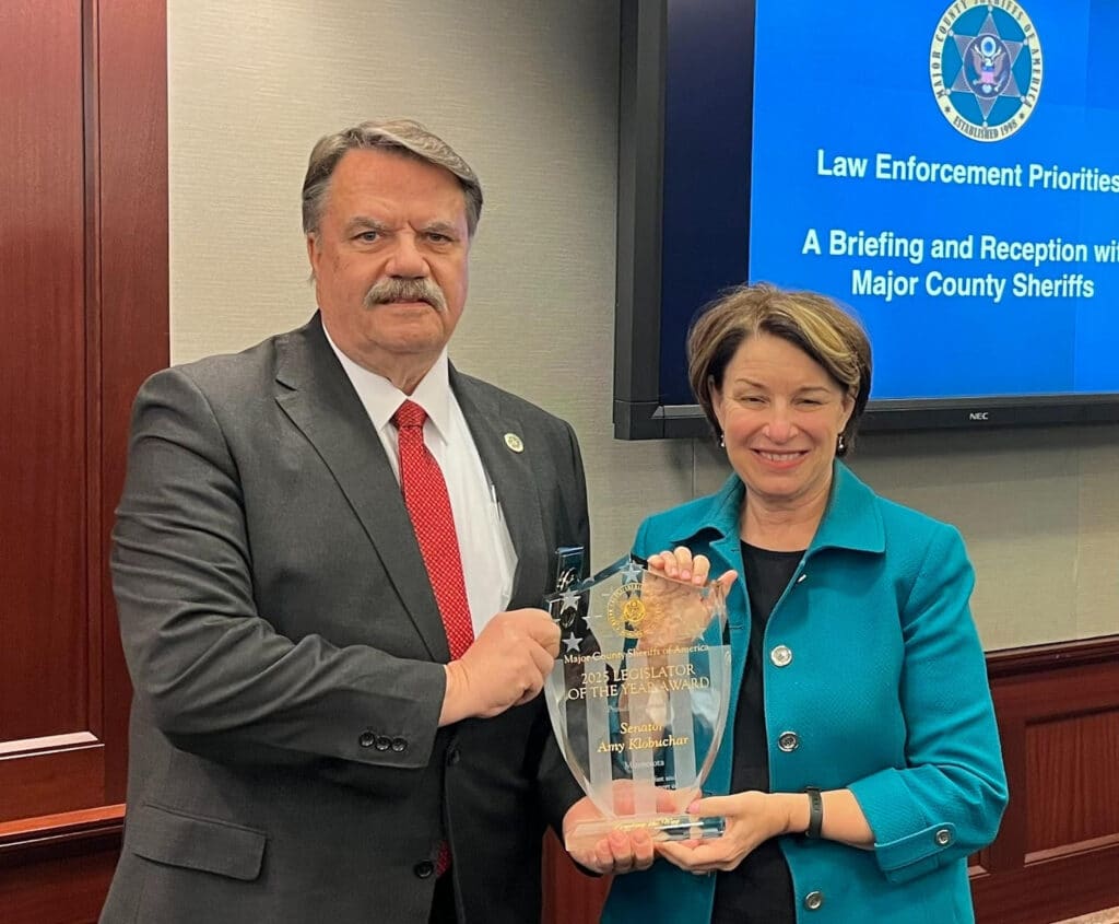 U.S. Senator Amy Klobuchar recognized by the Major County Sheriffs of America as Legislator of the Year