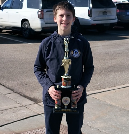 Isaac Erdmann finishes second at State Knights of Columbus Free Throw contest