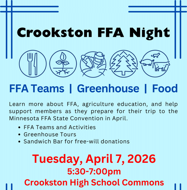 Crookston High School FFA to hold their outreach night April 7