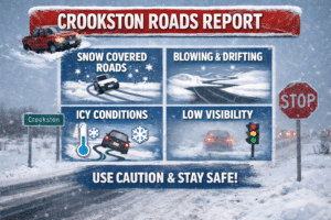 Crookston roads are becoming extremely difficult to navigate, City will start plowing roads at 2:00 PM