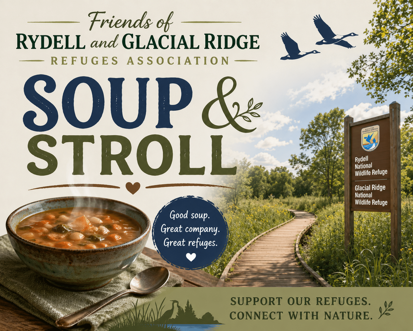 Friends of Rydell and Glacial Ridge Refuges Association to host a Soup & Stroll event on May 3