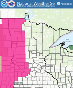 Red Flag Warning issued for western Minnesota today (April 23)