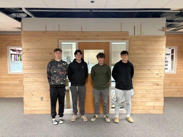 Crookston High School woodshop students get creative, strive to finish office and classroom renovations before graduation