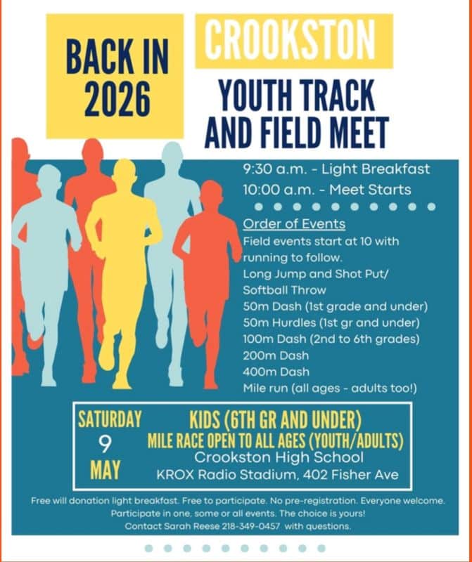 2nd annual Crookston Youth Track and Field meet to take place Saturday at Crookston High School
