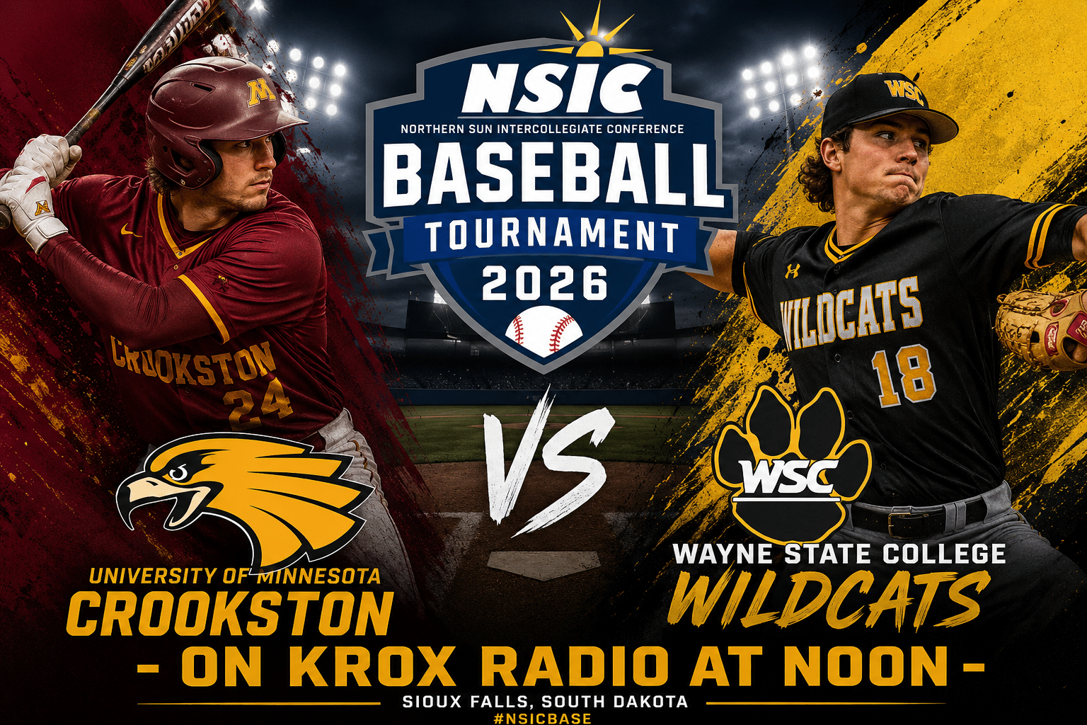 UMC Baseball takes on Wayne State in NSIC tourney – on KROX