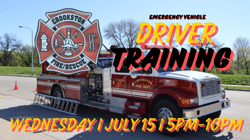 Crookston Fire Department to conduct emergency vehicle training on Wednesday