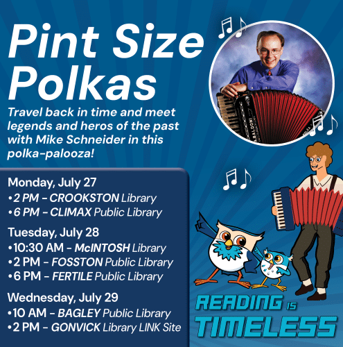 Pint Size Polkas will perform at the Crookston Public Library on July 27