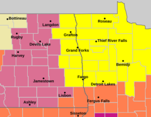 A Tornado Watch is in effect for northwest, north central, and west central Minnesota and northeast North Dakota until 11:00 p.m. on Friday, July 24