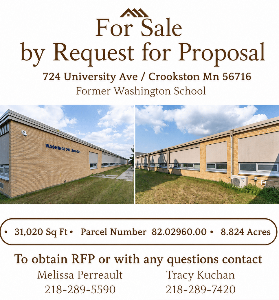 LeBlanc Realty is selling the Washington School property through RFP’s for the Crookston School District