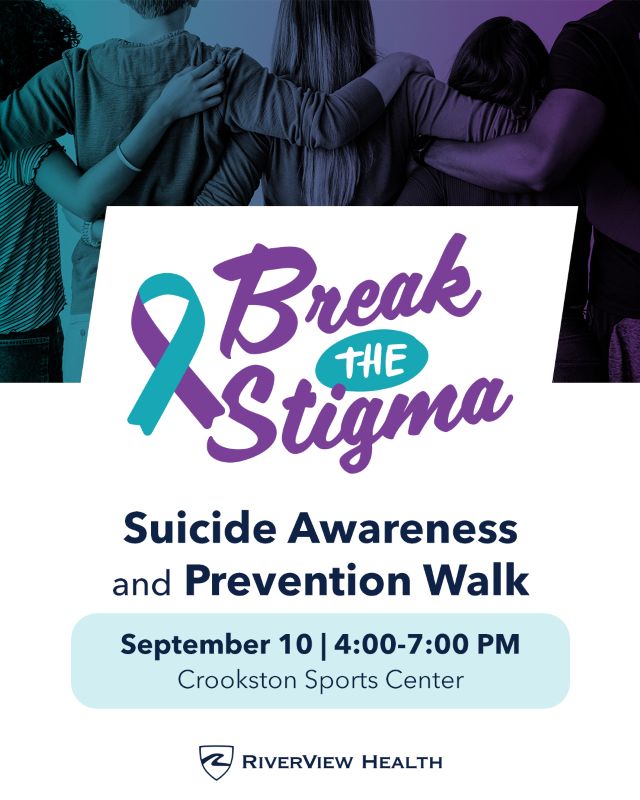 RiverView Health will host a suicide awareness and prevention walk in Crookston on September 10