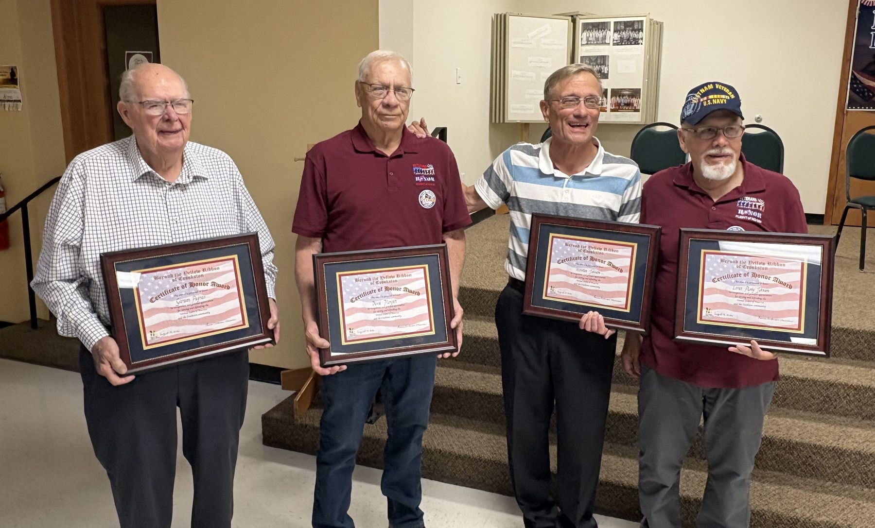 Loren Johnson, David Morgan, Gordon Pagnac, and Winston Johnson received recognition during the 16th Crookston Veterans Ceremony