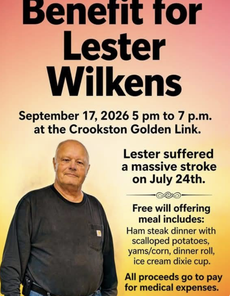 A benefit for Lester Wilkens will be held on September 17