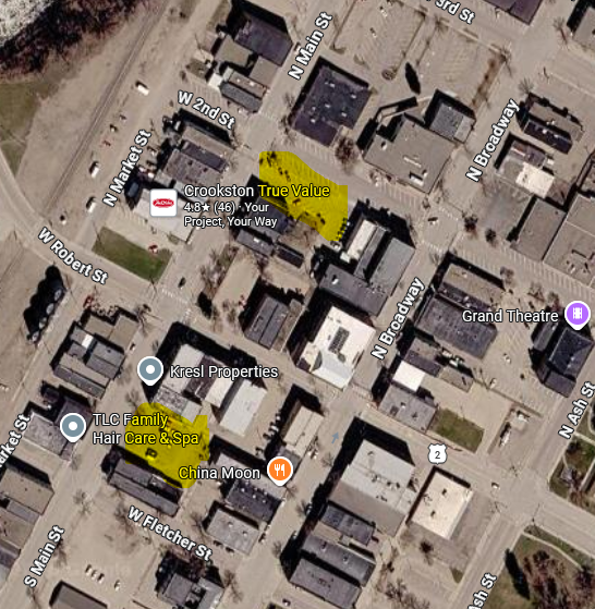 Two parking lots in downtown Crookston will be closed briefly on Thursday