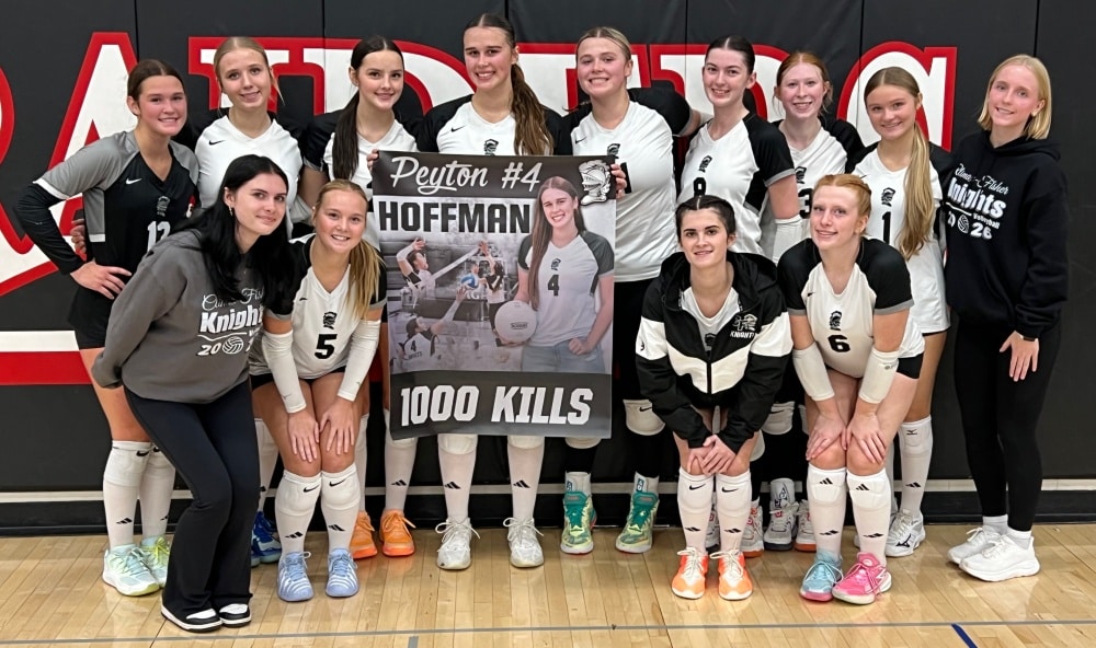 Peyton Hoffman records the 1,000th career kill as Climax-Fisher Volleyball sweeps Lake Park-Audubon