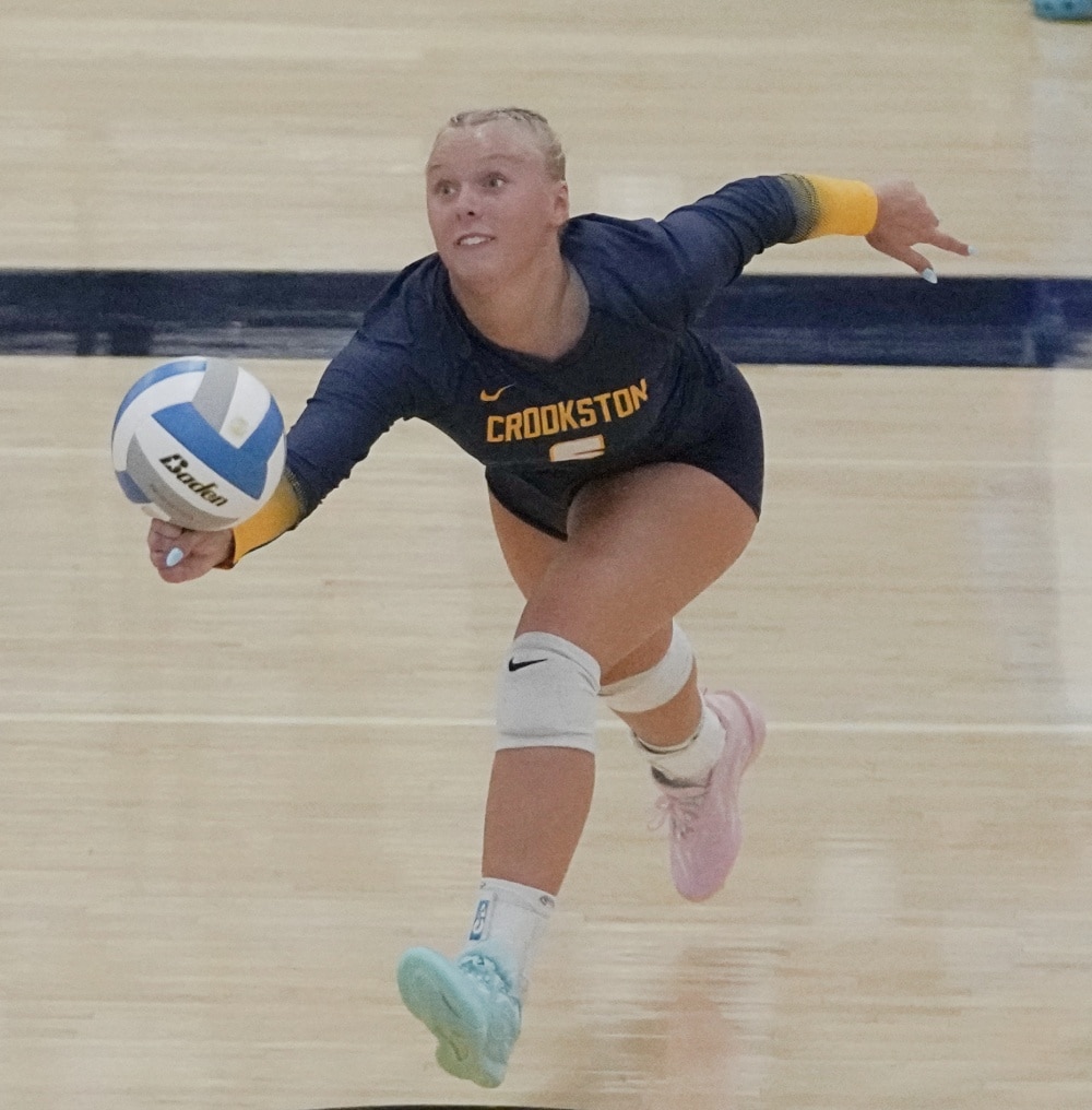 NCE/UH scores final six points to beat Crookston Volleyball in five sets