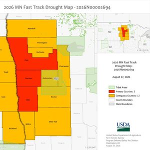 Polk, Norman, Red Lake, and Pennington County farmers may be eligible for disaster loans due to drought