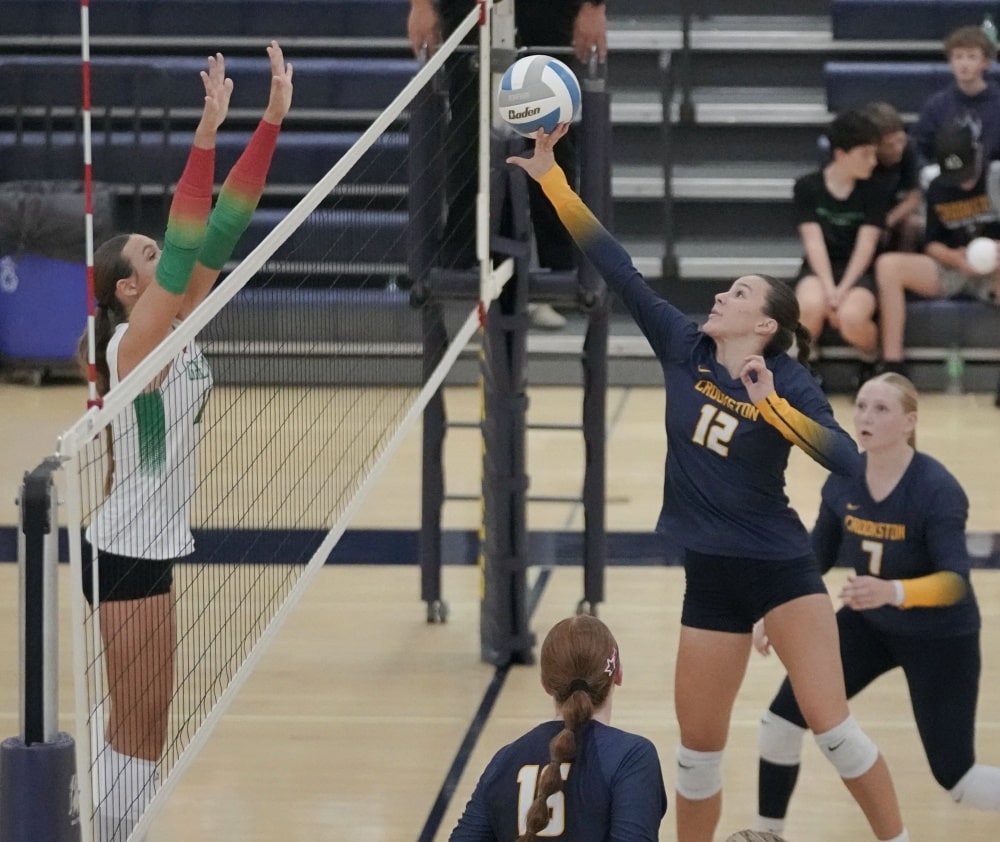 EGF uses a complete team effort to sweep the Crookston Pirate Volleyball team