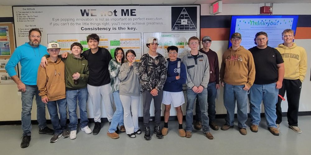 Crookston High School industrial education students tour the New Flyer of America bus production plant in Crookston