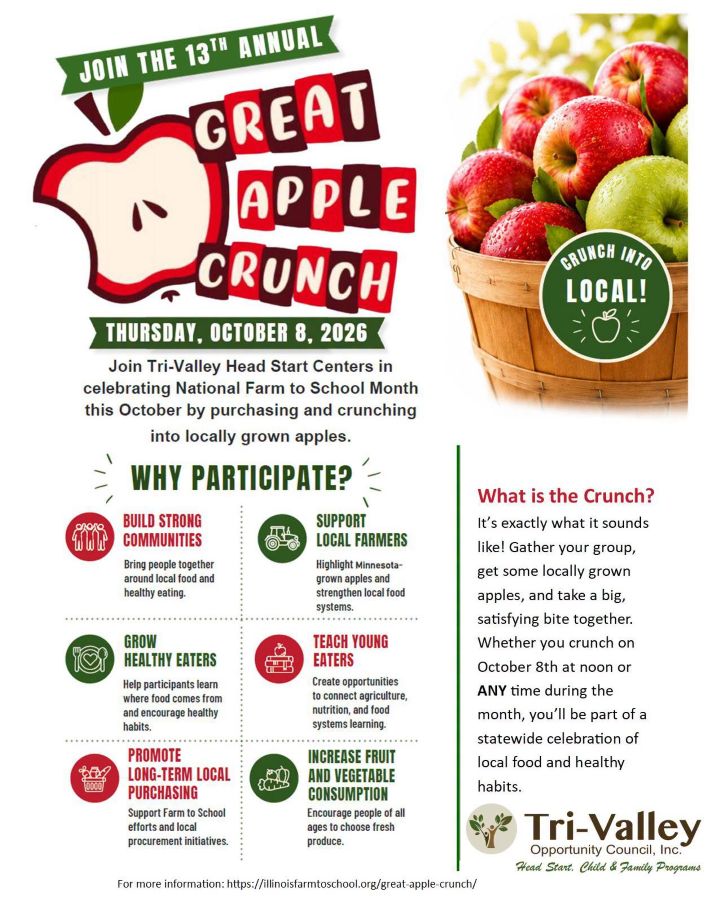 Tri-Valley Head Start celebrates National Farm to School Month with the 13th annual Great Apple Crunch